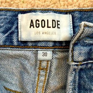 Agolde cropped straight jeans, raw hem, size 30